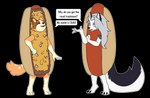 anthro character_name_pun chili_dog chili_dog_costume clothing costume duo female food food_costume hot_dog hot_dog_costume tail text deathly_forest bluey_(series) helluva_boss mythology chilli_heeler loona_(helluva_boss) australian_cattle_dog canid canid_demon canine canis cattledog demon domestic_dog hellhound herding_dog mammal mythological_canine mythological_creature pastoral_dog absurd_res alpha_channel english_text hi_res