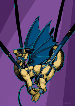 bdsm blindfold blue_penis bondage bondage_gear bound claws collar cuff_(restraint) feral gag genitals horn male male_feral penile penis penis_milking reins restraints scales snout solo suspension suspension_bondage tail wings yellow_body yellow_scales turbinedivinity mythology dragon mythological_creature mythological_scalie scalie