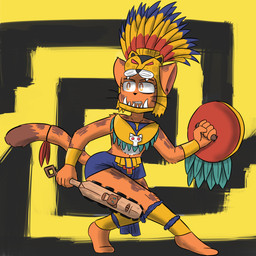 adolescent anthro aztec bottomwear clenched_teeth clothed clothing feathered_shield feathers female fur headdress holding_macuahuitl holding_melee_weapon holding_object holding_weapon jewelry loincloth macuahuitl markings melee_weapon orange_body orange_fur shield simple_background solo teeth tribal weapon white_body white_fur young young_anthro young_female notmypornaccount bittersweet_candy_bowl amaya_(bcb) domestic_cat felid feline felis mammal 1:1 absurd_res digital_media_(artwork) hi_res
