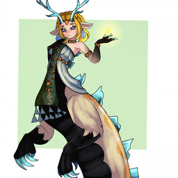 animal_ears antlers blonde_hair clothed clothed_female clothed_taur clothing female green_eyes hair horn light_body light_skin multicolored_eyes purple_eyes purple_sclera solo taurified baptistar2004 mythology nintendo tears_of_the_kingdom the_legend_of_zelda light_dragon_(totk) princess_zelda dragon dragon_taur humanoid_taur mythological_creature mythological_scalie scalie taur 1:1 2026 hi_res