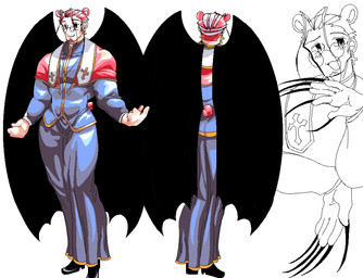 anthro big_wings clothed clothed_anthro clothed_male clothing cross cross_necklace fangs fully_clothed fully_clothed_anthro fully_clothed_male hair jewelry male muscular muscular_humanoid muscular_male necklace pink_hair priest solo teeth wings bara_moe_bitch animal_humanoid bear humanoid mammal mammal_humanoid ursid_humanoid 2021 digital_media_(artwork) hi_res model_sheet pixel_(artwork)