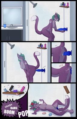animal_dildo animal_sex_toy areola bent_over bodily_fluids bottle breasts butt canine_dildo container dildo dildo_in_vagina dildo_insertion dildo_on_wall druid feet female feral fingers fur genital_fluids genitals hair half-closed_eyes humor knot knotted_dildo leaking looking_back lying magic_user masturbation narrowed_eyes navel nipples nude on_back onomatopoeia penetration pubes pussy_juice_leaking sex_toy sex_toy_in_vagina sex_toy_insertion shower shower_head shower_masturbation slipping smile soap_bar solo sound_effects spread_legs spreading standing stumble tail text toes tribal_spellcaster vaginal vaginal_fluids vaginal_masturbation vaginal_penetration vulva water wet wet_body caraluca blizzard_entertainment warcraft alnarra felid feline mammal absurd_res comic digital_media_(artwork) english_text hi_res one_page_comic