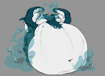 anthro belly big_belly flexing flexing_bicep flexing_both_biceps huge_belly hyper hyper_belly male musclegut muscular muscular_anthro muscular_male slime_in_mouth slime_inflation solo standing chonkycol drakita hybrid 2022 sketch