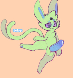 :3 anthro anthrofied balls big_penis blue_penis bodily_fluids digitigrade dripping erection feet forehead_gem forked_tail gem genital_fluids genitals green_balls green_body male male_anthro pawpads penile_spines penis pokemorph precum precum_drip soles solo tail text unusual_anatomy unusual_tail bakap nintendo pokemon eeveelution espeon generation_2_pokemon pokemon_(species) shiny_pokemon artist_name colored digital_drawing_(artwork) digital_media_(artwork)