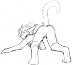 anthro basitin blush butt chest_tuft conditional_dnp digitigrade featureless_crotch fur keith_keiser looking_at_viewer male mammal monochrome mooning nude presenting presenting_hindquarters raised_tail rear_view simple_background sketch solo spread_legs spreading tail tom_fischbach tuft twokinds white_background