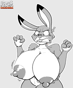 4_fingers angry anthro big_breasts big_butt big_eyes big_nipples bodily_fluids bouncing bouncing_breasts breasts butt clenched_teeth cross-popping_vein dipstick_ears ear_markings female fingers fist frown fur furrowed_eyebrows grey_body grey_fur huge_breasts long_ears multicolored_ears nipples pupils slightly_chubby small_pupils solo sweat sweatdrop teeth teeth_showing wide_hips rcblackdie disney zootopia judy_hopps european_rabbit lagomorph leporid mammal oryctolagus rabbit 5:6 hi_res sketch
