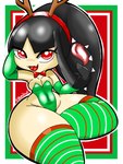 anthro breasts clothing female holidays legwear reindeer_costume short_stack small_breasts solo thick_thighs thigh_highs wide_hips blazedscarf nintendo pokemon generation_3_pokemon mawile pokemon_(species) 3:4 hi_res