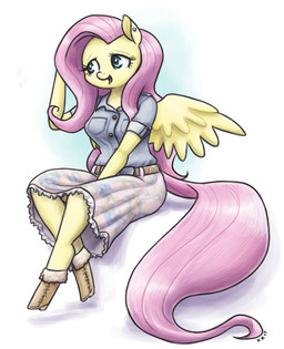 anthro belt blue_clothing blue_shirt blue_topwear boots bottomwear breasts clothing ear_piercing feathered_wings feathers female footwear furred_boots hair hooves long_hair open_mouth open_smile piercing pink_bottomwear pink_clothing pink_hair pink_skirt shirt shoes simple_background sitting skirt smile solo teal_eyes topwear unguligrade white_background wings king-kakapo friendship_is_magic hasbro my_little_pony mythology fluttershy_(mlp) equid equine mammal mythological_creature mythological_equine pegasus 2017 hi_res