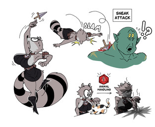 5_fingers anthro big_breasts blast boots breasts clothing clumsy dagger explosion explosives female fingers footwear high_heeled_boots high_heels huge_breasts knife legwear melee_weapon pouch_(clothing) raccoon_tail rogue shoes solo stealing thigh_boots thigh_highs tripping weapon diegutan uva_the_raccoon domestic_cat felid feline felis goblin mammal procyonid raccoon hi_res