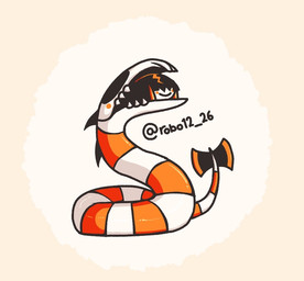 alternate_species bone bone_mask female hair mask orange_stripes simple_background skull skull_head skull_mask solo spikes spikes_(anatomy) striped_body stripes tail tail_axe teeth teeth_showing text ponporio girl_c sandworm_(beetlejuice) worm digital_media_(artwork)