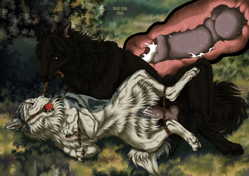 amber_eyes animal_genitalia animal_penis animal_vulva ball_gag balls bdsm black_body black_claws black_fur black_pawpads blue_eyes bodily_fluids bondage bound canine_genitalia canine_penis canine_vulva claws cum cum_from_vagina cum_in_vagina cum_inside cutaway detailed_background dominant dominant_male duo ejaculation erection female female_penetrated feral feral_on_feral feral_penetrated feral_penetrating feral_penetrating_feral fur gag gagged genital_fluids genitals grass grey_body grey_fur internal internal_vaginal knot knotting leash leash_in_mouth leash_pull legs_tied looking_at_another lying male male/female male_penetrating male_penetrating_female object_in_mouth on_side open_mouth outside pawpads paws penetration penile penile_penetration penis penis_in_vagina pink_pawpads plant quadruped restraints rope rope_bondage saliva sex submissive submissive_female tongue vaginal vaginal_knotting vaginal_penetration vulva white_body white_fur msdeadsoul marylin_(shadowflare45) canid canine canis mammal wolf hi_res