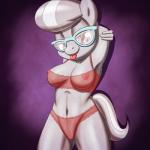 1:1 aged_up anthro anthrofied areola bedroom_eyes big_breasts biped breasts burgerkiss clitoris clothed clothing conditional_dnp digital_media_(artwork) earth_pony equid equine erect_nipples eyewear female friendship_is_magic fur genitals glasses grey_body grey_fur hair half-closed_eyes hands_behind_head hasbro hi_res horse lingerie long_hair looking_at_viewer mammal multicolored_hair my_little_pony narrowed_eyes navel nipples pony purple_eyes pussy seductive shaded silver_spoon_(mlp) smile solo standing tongue translucent translucent_clothing two_tone_hair
