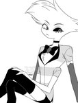 anthro clothed clothing do_not_distribute male simple_background solo white_background enaic31 hazbin_hotel angel_dust arachnid arthropod demon spider absurd_res hi_res monochrome