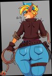 accessory belt blue_bottomwear blue_clothing blue_pants bottomwear clothing female garter gloves handwear leg_garter nipple_piercing nipples pants piercing rear_view rope solo mr_ache activision crash_bandicoot_(series) tawna_bandicoot bandicoot mammal marsupial absurd_res hi_res