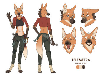 angry anthro band-aid bandage bottomwear breasts brown_body brown_fur clothed clothing digitigrade electronics eyelashes facial_tuft female fur jacket long_eyelashes markings neck_tuft orange_body orange_fur pants paws scared simple_background smile solo standing tail tear_trough text tools topwear tuft white_background white_body white_fur wrench lf telemetra_(lf) canid canine mammal maned_wolf 2025 english_text hi_res model_sheet