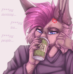 anthro beverage clothing ears_up hair male nails solo krimalin_san john_(anatolyfox) canid canine fennec_fox fox mammal true_fox absurd_res hi_res