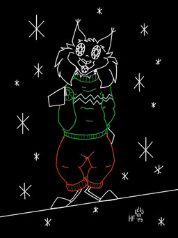 anthro black_background bottomwear clothing male pants simple_background simple_coloring solo star sweater topwear vector kentaroflamepaw disney vib-ribbon zootopia pawbert_lynxley canada_lynx felid feline lynx mammal 3:4 hi_res line_art