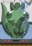 anthro balls belly big_balls big_belly big_breasts big_nipples big_penis bodily_fluids breasts genital_fluids genitals green_body green_scales green_tongue gynomorph horn huge_balls huge_breasts huge_nipples huge_penis humanoid_genitalia humanoid_penis intersex nipples overweight penis precum scales shower shower_head slightly_chubby smile solo spa tail teeth thick_thighs tongue water white_horn yellow_eyes tenkellyart mythology dragon mythological_creature mythological_scalie reptile scalie hi_res shaded watermark