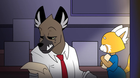 anthro blush bottomwear breasts clothed clothing daww duo eyes_closed female fully_clothed holding_partner hug kissing larger_male male male/female pencil_skirt romantic romantic_couple shortstack shortstack_female simple_background size_difference skirt smaller_female smile underbite dragonfoxgirl aggretsuko sanrio haida_(aggretsuko) retsuko ailurid hyena mammal red_panda spotted_hyena 16:9 2018 2d_animation animated digital_media_(artwork) hi_res short_playtime sound video widescreen