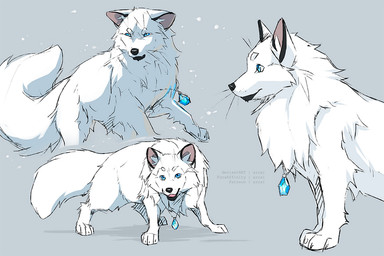 ambiguous_gender black_markings black_nose blue_eyes feral fur grey_background jewelry looking_at_viewer markings multiple_poses necklace necklace_only nude pose simple_background snout solo standing tail whiskers white_body white_fur white_tail azzai arctic_fox canid canine fox mammal true_fox 2019 3:2 cel_shading colored colored_sketch digital_drawing_(artwork) digital_media_(artwork) model_sheet shaded sketch