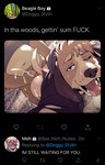 after_sex ahegao anthro anthro_on_anthro ass_up beanie beau_(catsudon) belly biped black_clothing black_shirt black_topwear bodily_fluids bottomless breath brown_body brown_eyes brown_fur butt butt_grab canid canine canis catsudon clothed clothing cum cum_drip cum_on_butt cumshot detailed_background domestic_dog dripping duo ejaculation english_text fangs foreskin from_behind_position fucked_silly fur genital_fluids genitals hand_on_butt hat headgear headwear humanoid_genitalia humanoid_penis looking_at_viewer looking_pleasured male male/male mammal masturbation navel open_mouth partially_retracted_foreskin penile penile_masturbation penis photo_background photography_(artwork) profanity raised_clothing raised_shirt raised_topwear sex shirt slightly_chubby social_media standing sweat sweatdrop teeth text tongue tongue_out topwear twitter url user_avatar