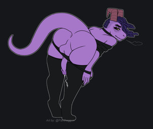 anthro anus bodily_fluids butt choker clothed clothing clothing_pull dreadlocks dripping eyebrows eyelashes eyeliner eyeshadow femboy footwear genital_fluids horn jewelry legwear looking_at_viewer looking_back looking_back_at_viewer makeup male necklace partially_clothed precum precum_drip precum_string presenting presenting_anus presenting_hindquarters sigh sighing socks solo submissive tail thick_eyebrows thigh_highs thigh_socks underwear underwear_down underwear_pull wide_hips pantheggon mythology inera_(neraired) dragon mythological_creature mythological_scalie reptile scalie