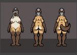 anthro big_breasts big_butt breasts butt female grey_hair hair mature_anthro mature_female muscular muscular_anthro muscular_female nude simple_background solo artsyfennecpaws matilda_fotherby hyena mammal spotted_hyena digital_media_(artwork) letterbox model_sheet