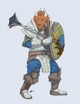 absurd_res anthro armor bovid caprine cleric dungeons_and_dragons goat goatification_project_(claydon_delve) hasbro hi_res mace male mammal melee_weapon shield solo ssnowstalker weapon wizards_of_the_coast