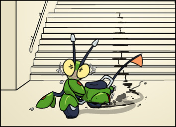 ambiguous_gender antennae_(anatomy) aroused_face blush bodily_fluids exhaust_pipe flag green_body headlight_eyes looking_pleasured machine mirror moped oil orgasm smoke solo stairs tire vehicle wheel yellow_eyes yellow_sclera bizart emmie_(giik) arthropod dire_machine dire_vehicle insect living_machine living_vehicle mantis robot 2025 aliasing digital_media_(artwork) nonbinary_(lore)