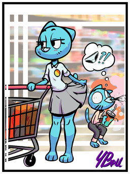 3_toes age_difference anthro barefoot beverage biped blue_body blue_fur blush blush_lines bodily_fluids border bottomwear clothed clothed_anthro clothed_female clothed_male clothing clothing_lift container cup drinking_straw duo_focus erect_tail exclusive_flashing exhibitionism exposure_to_minor eyebrows eyelashes feet female female_anthro flashing flat_chested fur gesture group half-closed_eyes holding_beverage holding_container holding_cup holding_object interrobang larger_female male male_anthro mature_anthro mature_female mental_pictographics mouth_closed narrowed_eyes no_underwear older_female pants pink_body pink_fur plantigrade raised_tail shirt shocked shopping_cart size_difference skirt skirt_lift smaller_male spit-take standing surprised sweat sweatdrop tail tail_boner tail_gesture tail_under_skirt thought_bubble toes topwear upskirt vein veiny_tail white_border wide_eyed young young_anthro young_male younger_male fourball cartoon_network the_amazing_world_of_gumball anais_watterson background_character darwin_watterson gumball_watterson nicole_watterson domestic_cat felid feline felis mammal 2020 3:4 digital_media_(artwork) english_description hi_res pictographics incest_(lore) mother_(lore) mother_and_child_(lore) mother_and_son_(lore) parent_(lore) parent_and_child_(lore) parent_and_son_(lore) son_(lore)