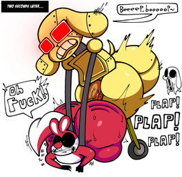 anal anthro doggystyle duo fast from_behind_position male male/male pinning_down plap pounding_ass sex text yellow_body lucaslora chikn_nuggit chikn_nuggit_(chikn_nuggit) hawt_saus_(chikn_nuggit) robot_chikn bird_dog canid canine canis domestic_dog golden_retriever hunting_dog mammal retriever rodent sciurid tree_squirrel hi_res