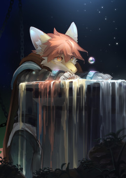 anthro cape chain clothed clothing dipstick_ears ear_markings fur hair inner_ear_fluff male male_anthro messy_hair multicolored_ears orange_eyes orange_hair red_cape red_clothing short_hair solo tuft white_body white_fur white_inner_ear_fluff yellow_body yellow_fur kuttoyaki mythology kutto dragon furred_dragon furred_scalie mythological_creature mythological_scalie scalie hi_res
