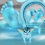 5_toes anthro anthrofied barefoot big_feet blue_body blue_skin breasts dripping feet female foot_fetish foot_focus handstand humanoid_feet legs_up looking_at_viewer nails nude partially_submerged plantigrade soles solo spread_legs spreading tail toes water wet wet_body prismosis nintendo pokemon eeveelution generation_1_pokemon pokemon_(species) vaporeon 1:1 absurd_res hi_res