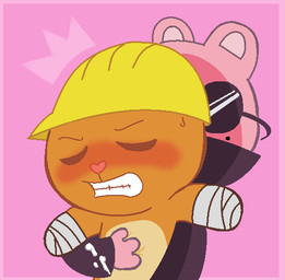 amputee anthro armor bandage blind blush bodily_fluids brown_body brown_fur clenched_teeth clothing cum cumshot disability duo ejaculation eyes_closed eyewear fur genital_fluids glasses handjob hard_hat hat headgear headwear helmet male male/male missing_arm orgasm penile pink_body pink_fur sex simple_background sunglasses sweat teeth worker bisk happy_tree_friends handy_(htf) the_mole_(htf) beaver eulipotyphlan mammal mole_(animal) rodent
