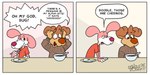 bowl container dialog_balloon dialogue male toony doodledoggy cheerios general_mills doodle_(doodledoggy) beagle canid canine canis domestic_dog hunting_dog mammal scent_hound comic hi_res