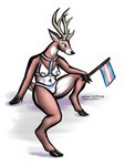 anthro antlers areola areola_slip black_hooves breasts brown_eyes bulge clothing flag flag_(object) fur fur_markings gynomorph harness heart_(marking) heart_pasties heart_symbol holding_flag holding_object hooves horn humor intersex iridescent iridescent_harness lgbt_pride lingerie long_legs markings medium_breasts navel neck_markings pasties pride_color_accessory pride_color_clothing pride_color_flag pride_color_topwear pride_color_underwear pride_colors pun solo text thick_thighs topwear transgender_pride_colors underwear visual_pun nsfwulf ko-fi lgbt_pride_month patreon deer mammal new_world_deer white-tailed_deer 3:4 absurd_res digital_media_(artwork) hi_res shaded url trans_(lore)