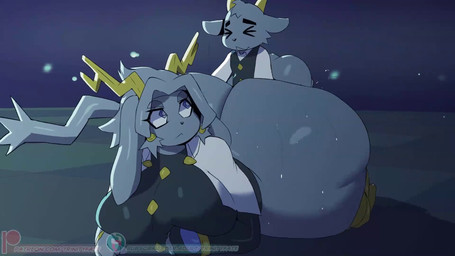 anthro antlers balls big_butt biped bodily_fluids butt cum cum_inside duo female female_penetrated genital_fluids genitals grey_body horn huge_butt hyper hyper_butt larger_female lying male male/female male_penetrating on_front penetration penile penile_penetration penis sex size_difference smaller_male thick_thighs sound_warning trinity-fate62 pseudoregalia sybil_(pseudoregalia) jackalope lagomorph mammal animated hi_res long_playtime sound video