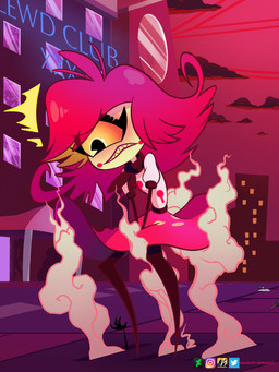 1_eye annoyed blown_skirt blush blush_stickers bottomwear city clothing cloud female hair not_furry pie_cut_eyes red_bottomwear red_clothing red_hair red_skirt red_sky sewer_grate shirt silhouette skirt sky solo topwear white_clothing white_shirt white_topwear yellow_sclera barryfactory hazbin_hotel hellaverse niffty_(hazbin_hotel) cyclops demon humanoid 2019 3:4 absurd_res hi_res