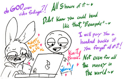 anthro blush blush_lines bodily_fluids buckteeth clothing color_coded_text computer dialogue duo electronics embarrassed eyelashes female flustered half-closed_eyes head_tuft heart_symbol hoodie laptop male narrowed_eyes shirt sweat sweatdrop talking_to_another teeth text topwear tuft watching_video soulcentinel five_nights_at_freddy's roommates:motha scottgames beanie_(roommates) bonnie_(fnaf) mike_schmidt human lagomorph leporid mammal rabbit 2022 digital_media_(artwork) english_text monochrome sketch