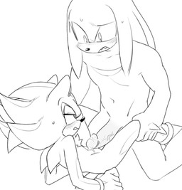 anthro anthro_on_anthro big_penis blush bodily_fluids dripping duo genital_fluids genitals holding_both_legs humanoid_genitalia humanoid_penis imminent_sex lying male male/male navel on_back penis precum precum_drip russlanhub sega sonic_the_hedgehog_(series) knuckles_the_echidna shadow_the_hedgehog echidna eulipotyphlan hedgehog mammal monotreme line_art monochrome