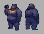 anthro belly black_body black_fur butt fur humanoid_hands male moobs overweight overweight_anthro overweight_male simple_background solo lentejota6 bear mammal 2021 hi_res