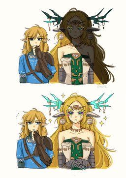 alternate_form animal_ears antlers bar_emanata biped blonde_eyebrows blonde_eyelashes blonde_hair blue_eyes blush blush_stickers claws clothed clothed_female clothed_humanoid clothed_male clothing duo ear_piercing ear_ring emanata eye_contact eyebrows eyelashes female female_humanoid glowing glowing_eyelashes glowing_eyes grey_body grey_scales hair hand_on_chin horn humanoidized long_hair looking_at_another looking_at_partner looking_at_viewer male male/female male_humanoid piercing pointy_ears pupils purple_sclera ring_piercing scales shadow_on_face side_by_side simple_background tan_body tan_skin teal_claws teal_eyes white_background white_body white_scales vvmorivv mythology nintendo tears_of_the_kingdom the_legend_of_zelda light_dragon_(totk) link princess_zelda animal_humanoid dragon dragon_humanoid humanoid hybrid hylian mythological_creature mythological_scalie scalie wingless_dragon 2025 absurd_res comic digital_drawing_(artwork) digital_media_(artwork) hi_res signature