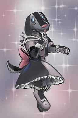 accessory alternative_fashion anthro bow_(feature) bow_accessory bow_ribbon clothed clothing collar controller female furgonomics goth gothic_lolita j-fashion lolita_(fashion) ribbons solo tail tail_accessory tail_bow tail_ribbon p5ych nintendo nintendo_switch switch_dog animate_inanimate canid mammal 2:3 hi_res