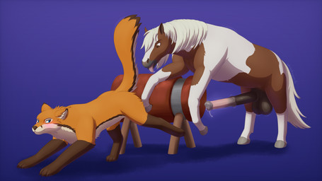 animal_genitalia animal_penis balls big_balls big_penis blue_eyes blush bodily_fluids breeding_mount brown_body brown_eyes brown_fur digitigrade duo ears_up equine_genitalia equine_penis erection female feral fur genital_fluids genitals hair hooves huge_penis imminent_sex inviting looking_at_genitalia looking_at_vulva male orange_body orange_fur penis precum precum_on_penis raised_tail saliva saliva_on_tongue seductive simple_background size_difference tail tail_motion tailwag tongue tongue_out unguligrade white_body white_fur white_hair whitedragoncito melia_(whitedragoncito) canid canine equid equine fox horse mammal 16:9 2026 4k absurd_res cel_shading hi_res shaded signature widescreen