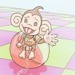 anthro balls bodily_fluids clothed clothing cum erection genital_fluids genitals male open_mouth penis smile solo tongue lavilovi sega super_monkey_ball aiai haplorhine mammal monkey primate 1:1 digital_media_(artwork)