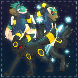anthro male solo transformation katsergay nintendo pokemon canid canine eeveelution generation_2_pokemon mammal pokemon_(species) umbreon hi_res
