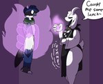 anthro big_butt black_markings black_sclera butt dialogue duo eye_contact femboy floppy_ears fur huge_butt imminent_vore looking_at_another magic magic_user male male/male markings restrained rumbling_stomach speech_bubble text tongue tongue_out white_body white_fur the_hookaloof undertale undertale_(series) asriel_dreemurr_(god_form) moofus_(character) avian bird boss_monster_(undertale) bovid caprine goat hirundinid house_martin mammal martin_(bird) monster oscine passerine english_text