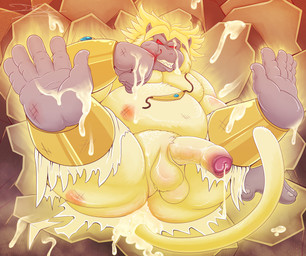 after_sex beat_up blood bodily_fluids bruised clothing cum erection feet foreskin genital_fluids genitals humanoid_genitalia humanoid_penis looking_at_viewer loose_foreskin male nude penis prehensile_feet red_eyes slightly_chubby solo super_saiyan toes unretracted_foreskin wounded damingo dragon_ball dragon_ball_z broly ape haplorhine mammal monkey oozaru primate absurd_res hi_res