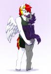 anthro bat_wings blush bottomwear butt clothing duo ear_tuft female hand_on_butt hug larger_male male male/female membrane_(anatomy) membranous_wings romantic romantic_couple shorts size_difference smaller_female tuft wings replica_(artist) hasbro my_little_pony mythology fan_character nolegs_(oc) summer_scorch bat_pony equid equine mammal mythological_creature mythological_equine pegasus 2019 hi_res