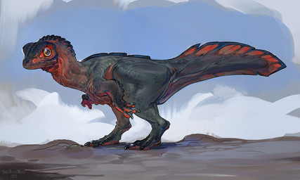 ambiguous_gender claws cloud digitigrade dirt feral grey_body looking_at_viewer scales sky snout solo tail underavenwood amphibian dinosaur frog hybrid prehistoric_species reptile scalie 2023 hi_res